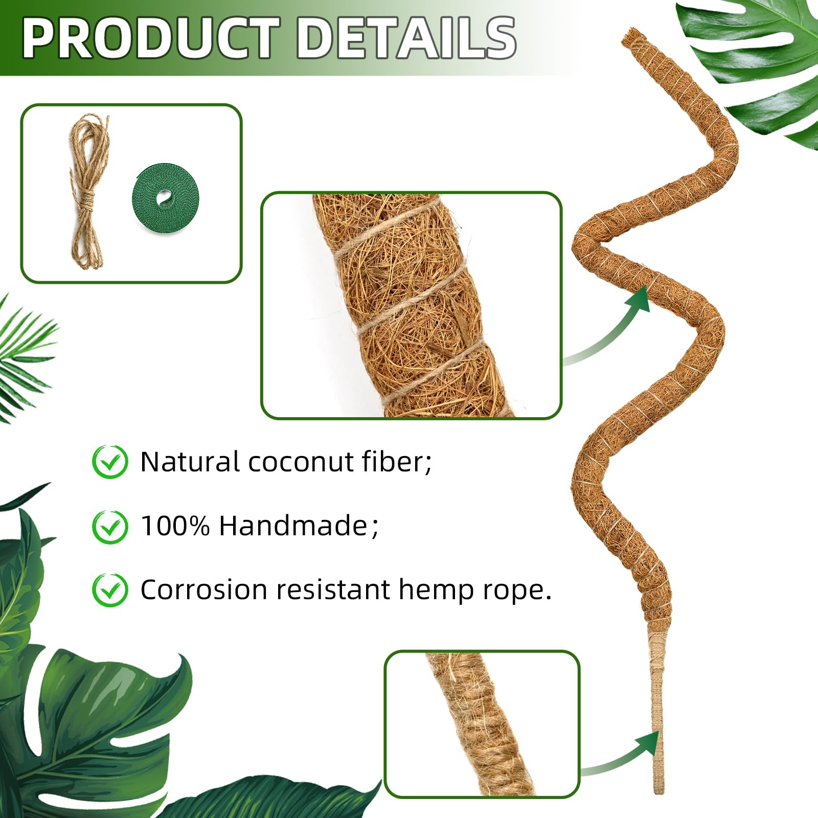 Tuteur Plante 2 PiÈCes 64 Cm, Poteau en Mousse Pliable , Tuteur Coco, Poteau De Coco, Bâton De Tuteur Plante 2 PiÈCes 64 Cm, Poteau en Mousse Pliable , Tuteur Coco, Poteau De Coco, Bâton De
