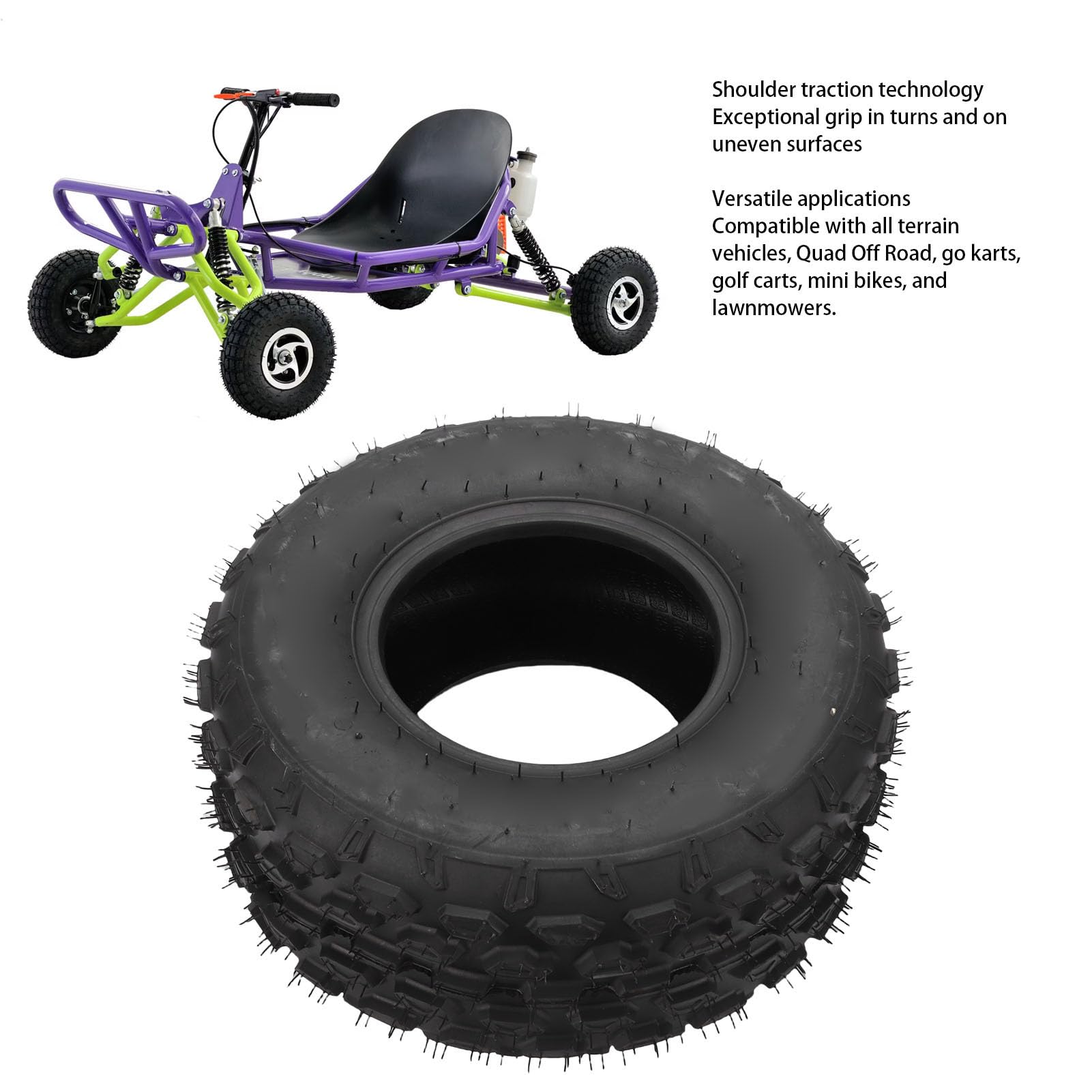 Pneumatico ATV UTV 19x7-8, Pneumatico per Vuoto Antiscivolo a Prova di Foratura a 4 Strati per Carichi Pesanti con Trazione della Spalla Migliorata per ATV Quad Off Road Go Kar