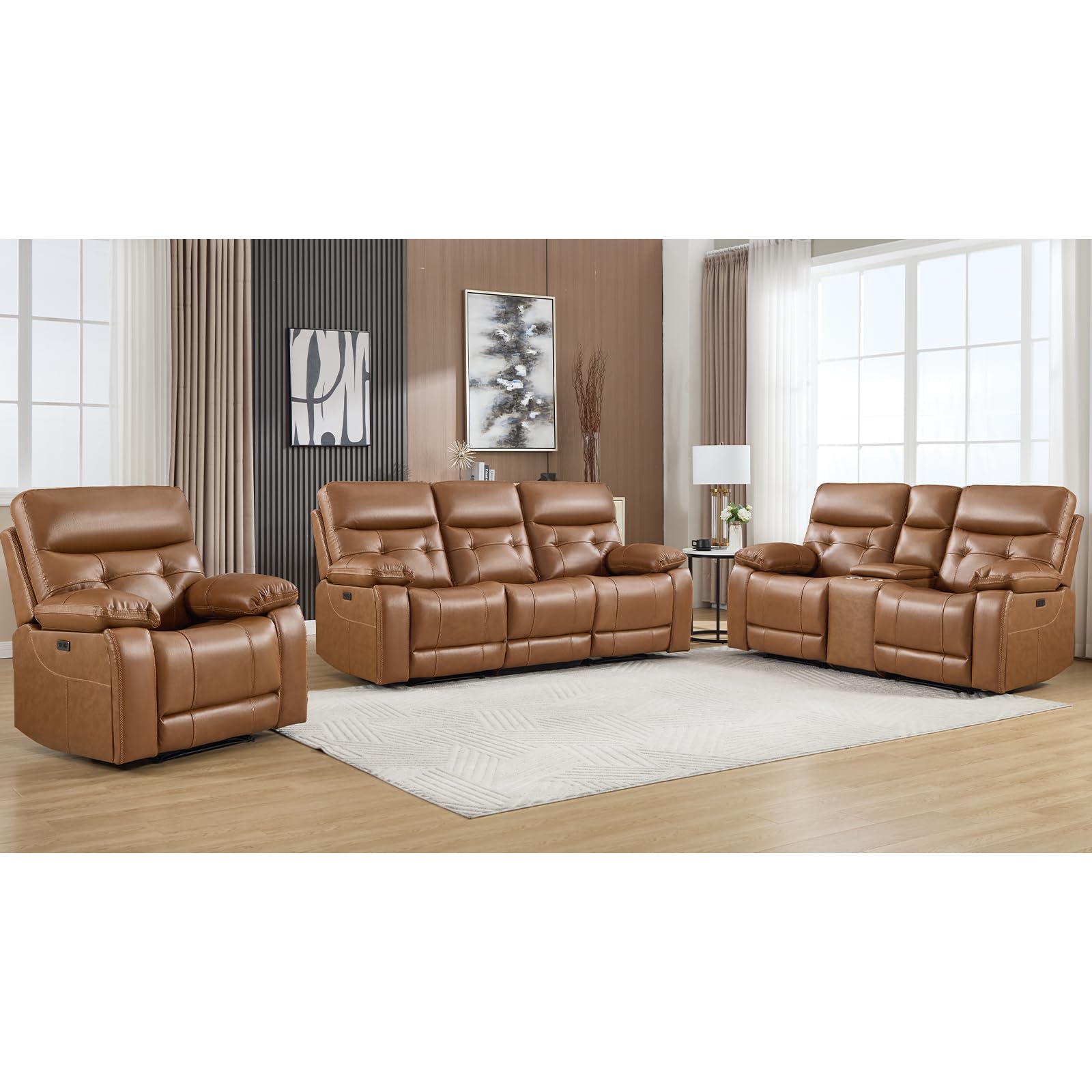 CANMOV Genuine Leather Power Reclining Set