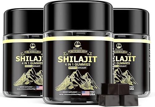 Gomitas Shilajit puras del Himalaya para hombres y mujeres, gomitas orgánicas de Ashwagandha, más de 85 minerales traza y 75% de ácido fúlvico para