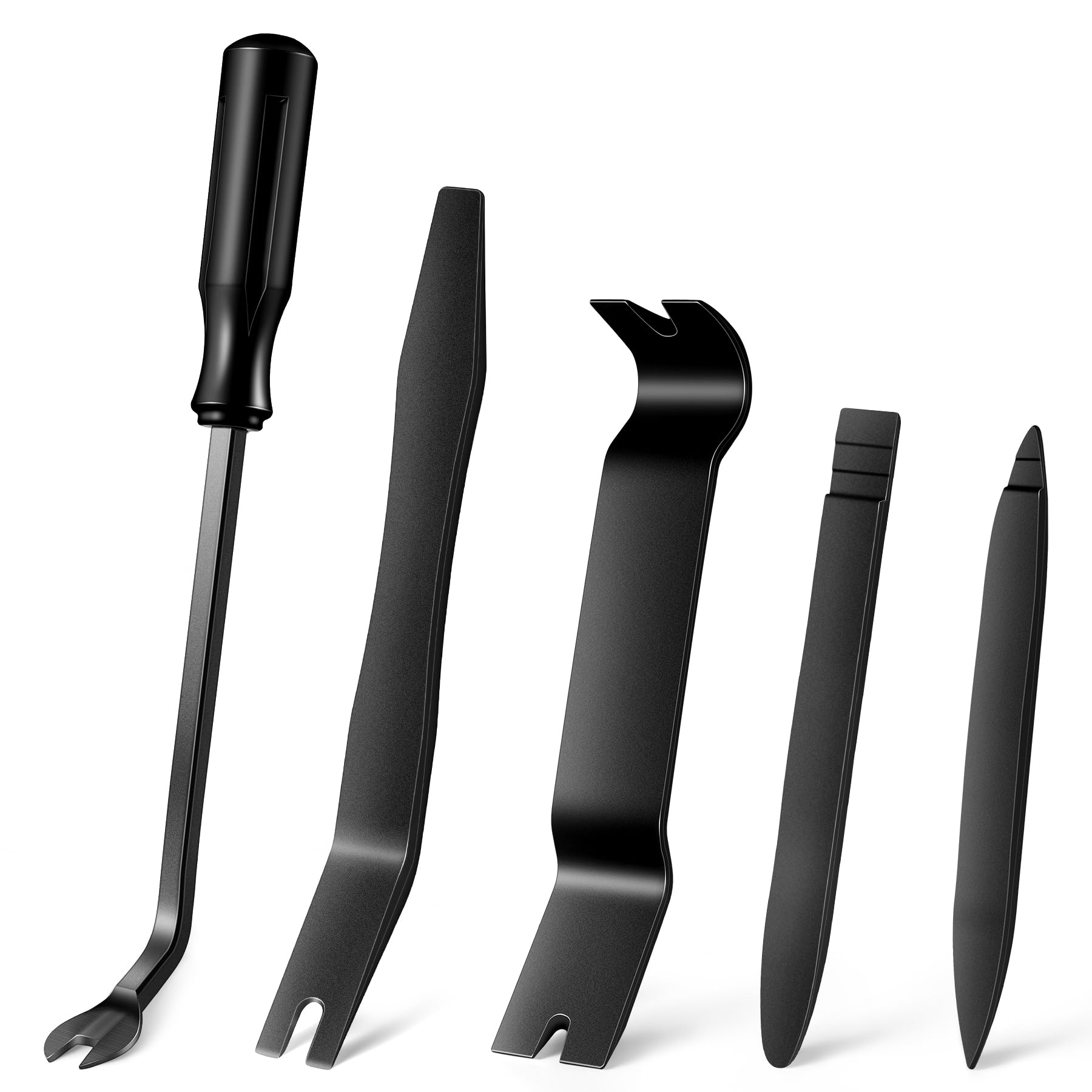 LivTee 5 pcs Auto Trim Removal Tool Kit, No Scratch Plastic Pry Tool Kit - Interior Door Panel Clip Fastener Removal Set for Vehicle Dash Radio Audio Installer (Black)