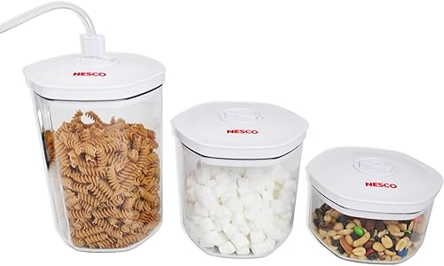Miniatura 5 de NESCO Juego de recipientes al vacío de 3 piezas, recipientes de almacenamiento de alimentos sin BPA con tapas, para marinar, preparar comidas,