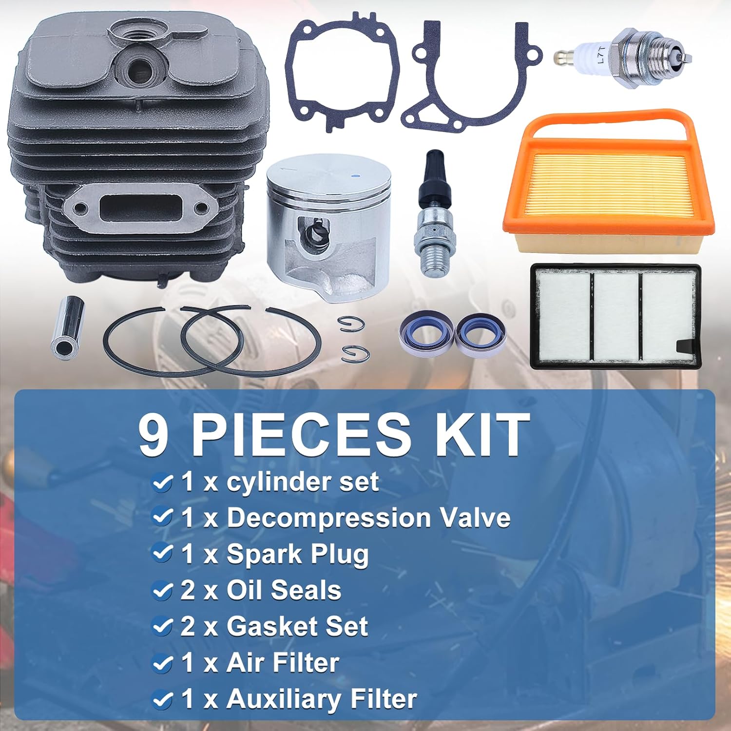 AUMEL 4238 020 1202 Cylinder Piston Gasket Kit 50mm for Stihl TS410 TS420 TS 410 420 Cut-Off Saw with Spark Plug and Air Filter