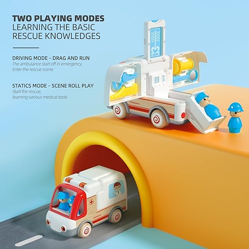 Miniatura 2 de Juguetes de autos para niños de 2, 3, 4, 5 años, camión de ambulancia con sonido y luz, juguete de aprendizaje temprano, vehículos de plástico y