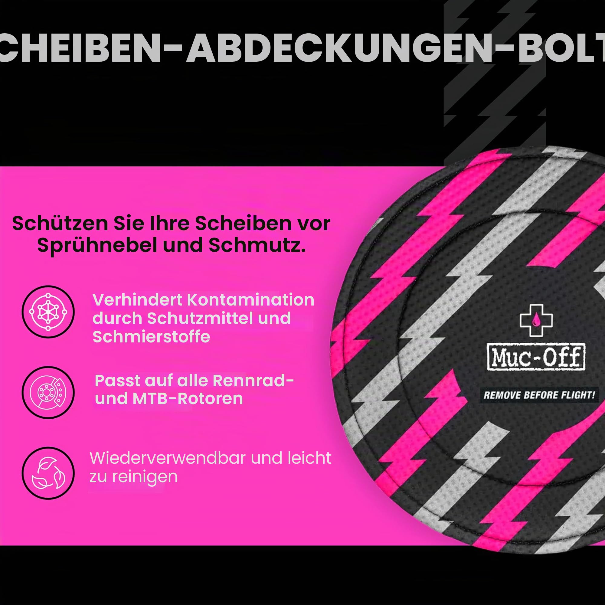 Muc-Off Bremsscheiben Schutz Bolt für Scheibenbremse Fahrrad, 2er Set – Waschbare Neopren-Hüllen für Scheibenbremsen – Schutz vor Übersprühen und Transportschäden – Idealer Zusatz für Fahrradpflege