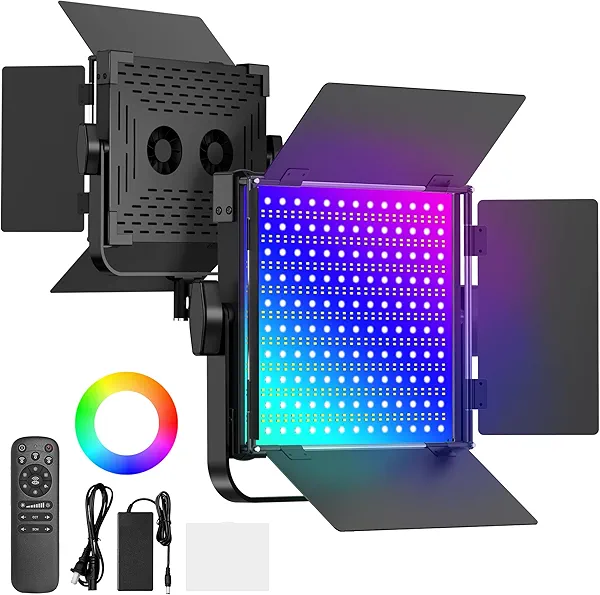 Anautin RGB Photography Lighting Kit, 50W Bi-Color LED Studio Lights, 2300k~8500k, CRI 97+, 27 Lighting Effects Video Light for Filming Camera Photo Recording Stage Shooting Streaming TikTok (2)