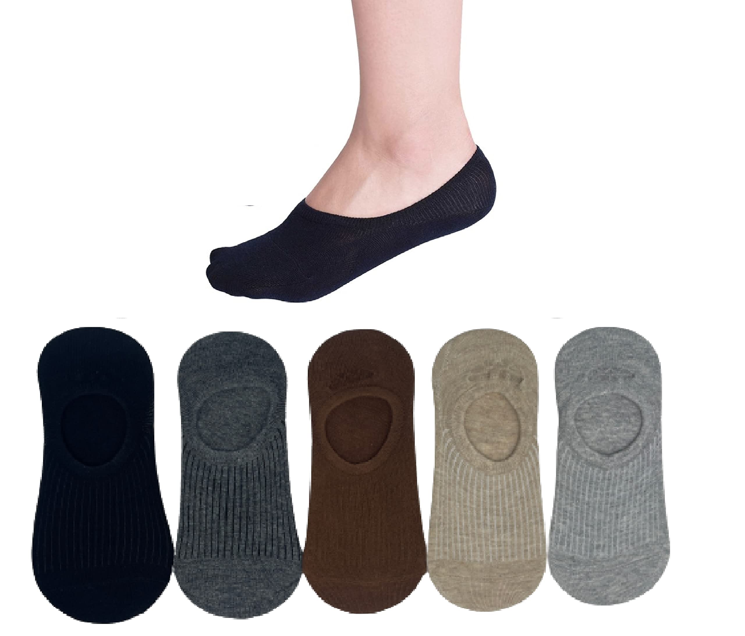Unisex Cotton Invisible No show Cotton Loafer Adult Socks for men & Women (Multi-colour Pack of 5)-Free Size-image-4