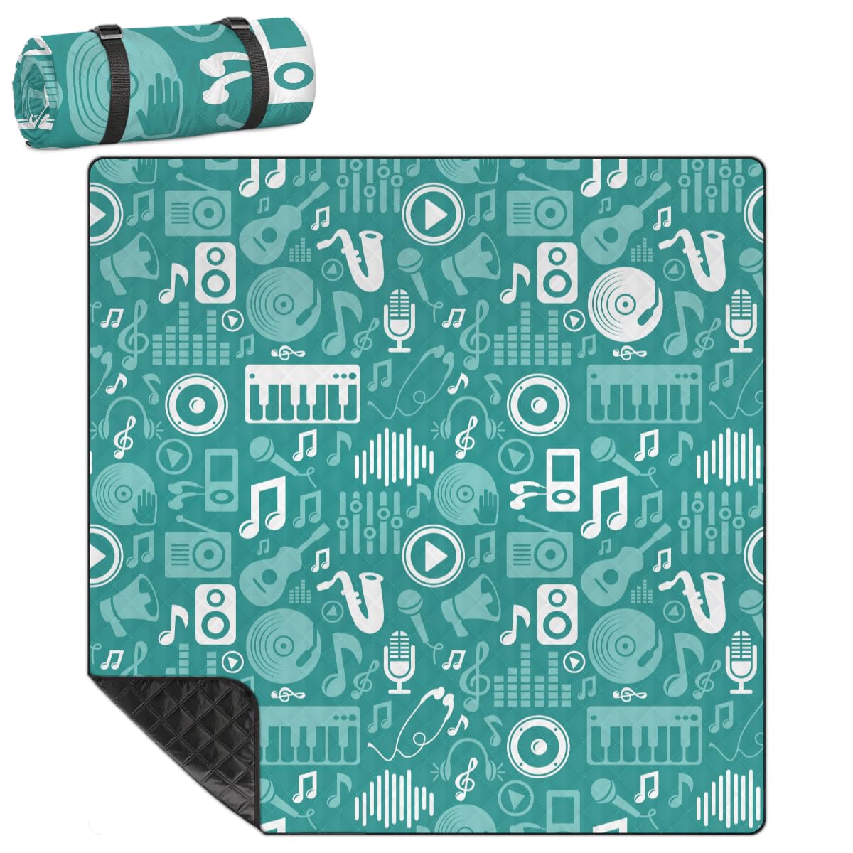 Coperta da picnic con note musicali, impermeabile, a prova di sabbia, pieghevole, da spiaggia, 200,7 x 200,7 cm, extra large, portatile, lavabile, per campeggio, parco, erba, escursionismo, viaggi