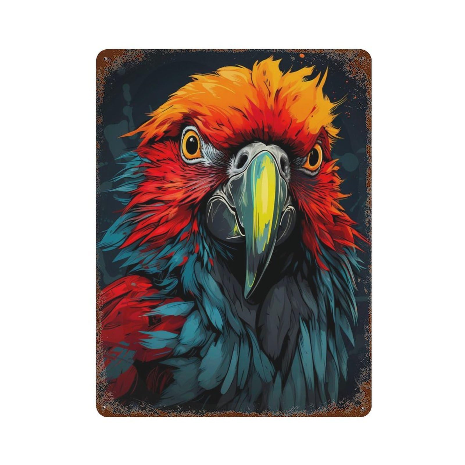Colorful Parrot Vintage Metal Tin Sign 15.7"x11.8", Ideal for Cafe, Home Bar And Lounge Decor