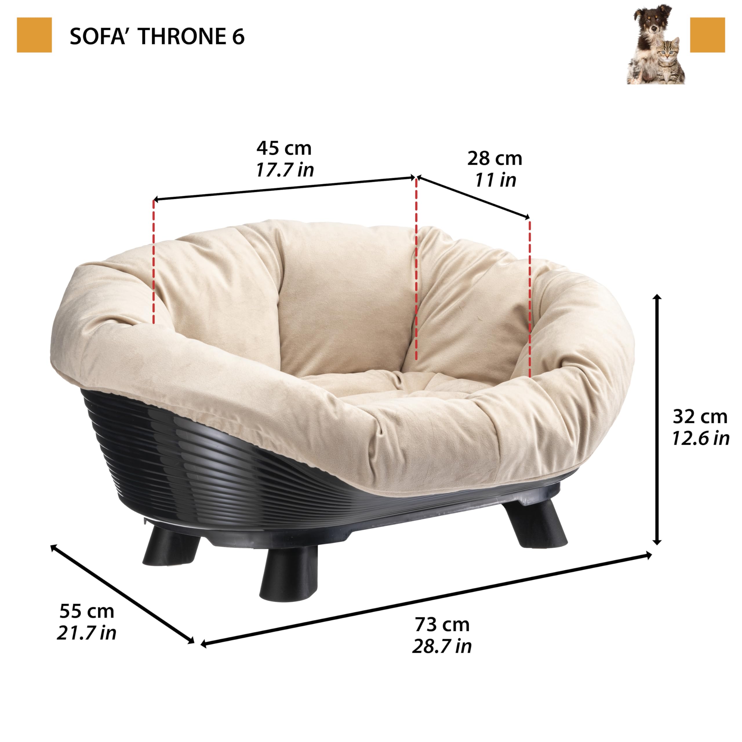 Ferplast sofa 6 reserve kussen bruin - 73x55x27cm