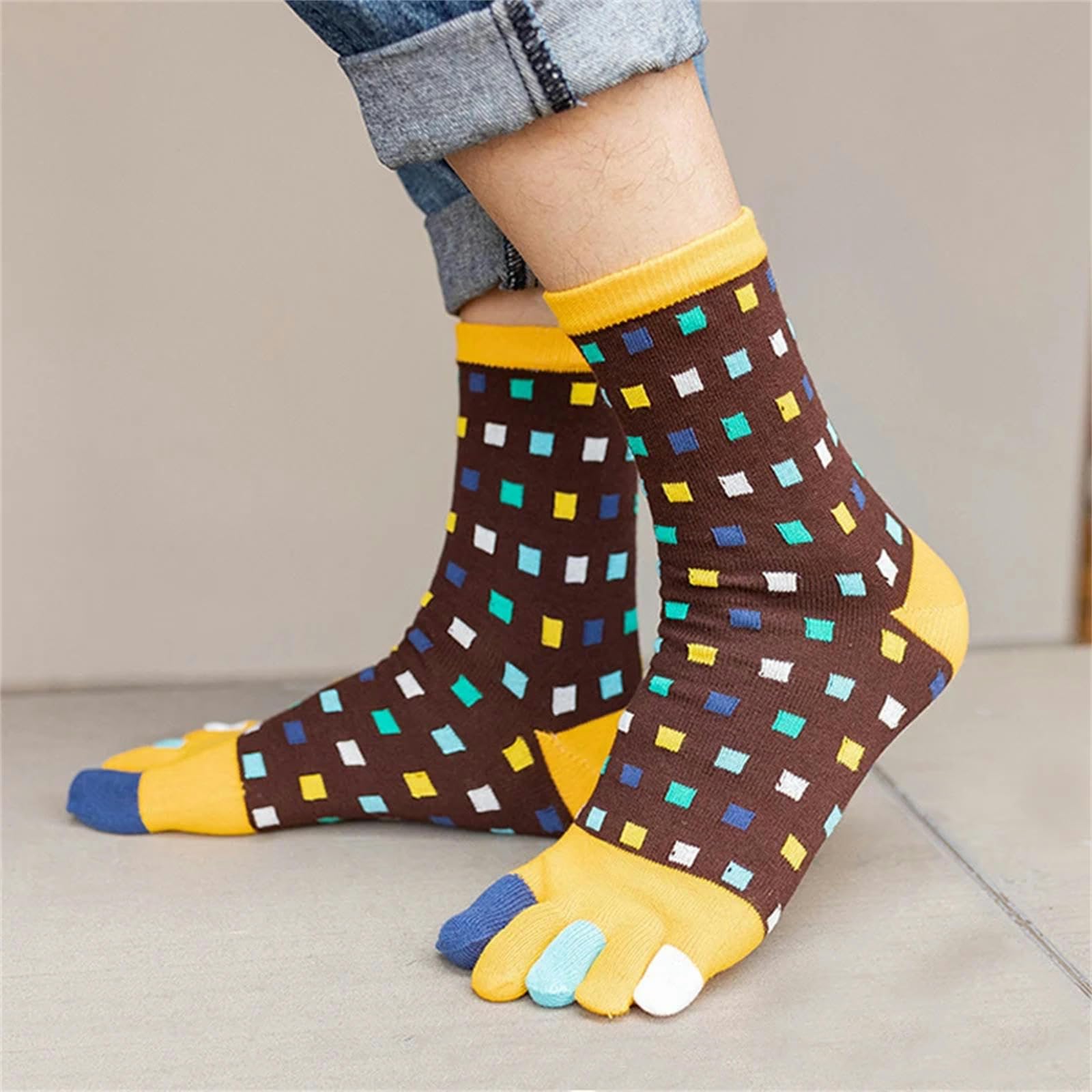 Calzini 5 Coppie Uomini Calzini A Cinque Dita Di Cotone Traspirato Sport A Strisce A Strisce Da Corsa Calzini Con Le Dita Dei Piedi