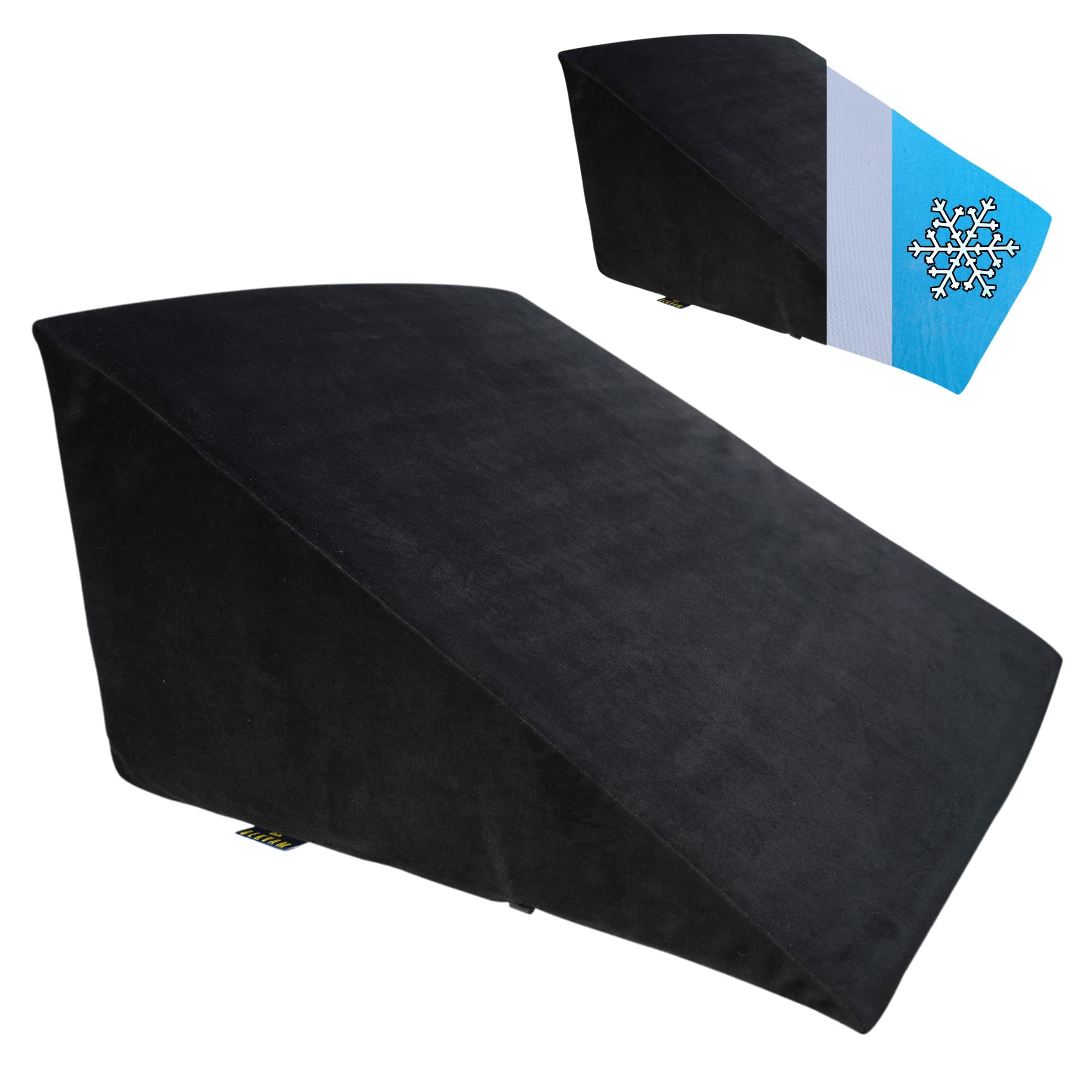 BEKVAM Wedge Pillow, Velvet Cover, Memory Foam, Eases Muscle Tension, Removable Cover, Inner Cloth, Multipurpose Use, Suitable Black,Standard