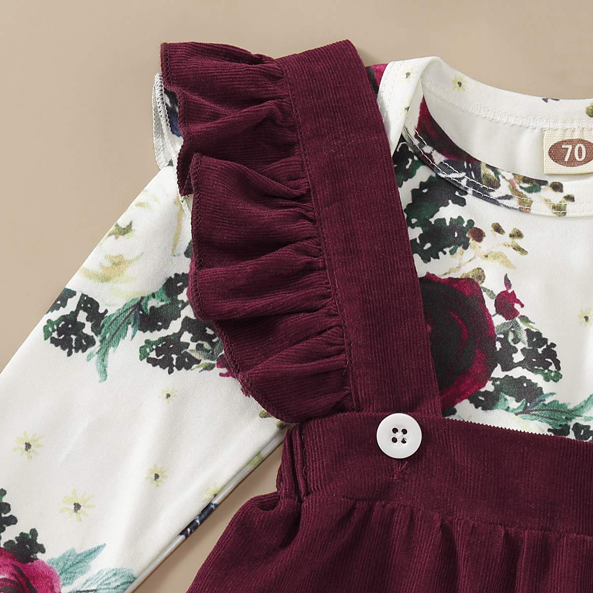 Ropa de bebé recién nacido de manga corta Trajes de volantes mameluco superior falda de tirantes para bebé 2 unids niña vestido general - rojo - 12 -18 meses