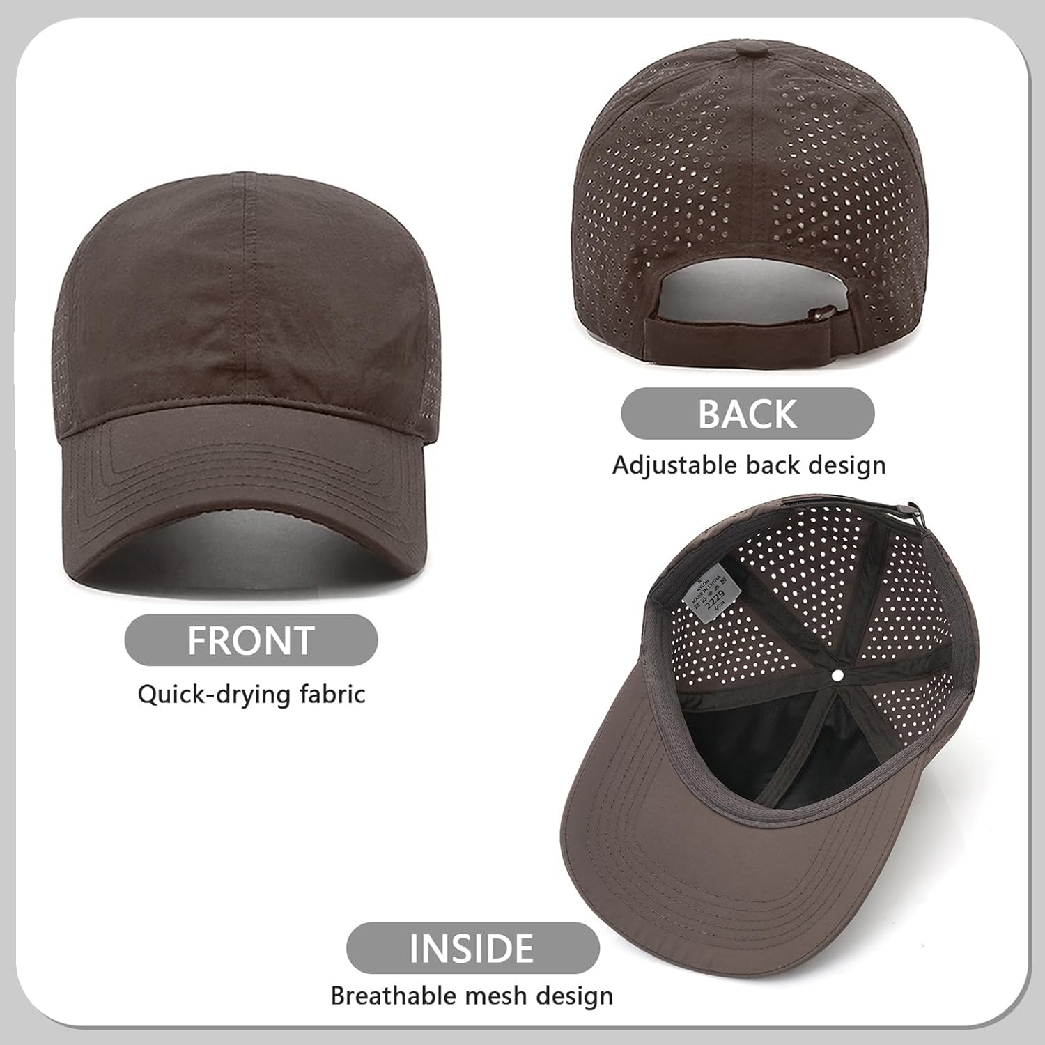 Quick Dry Baseball Cap Curved Brim Snapback Hat Laser Cut Mesh Ball Cap Golf Ball Cap for Men Women - Image 5