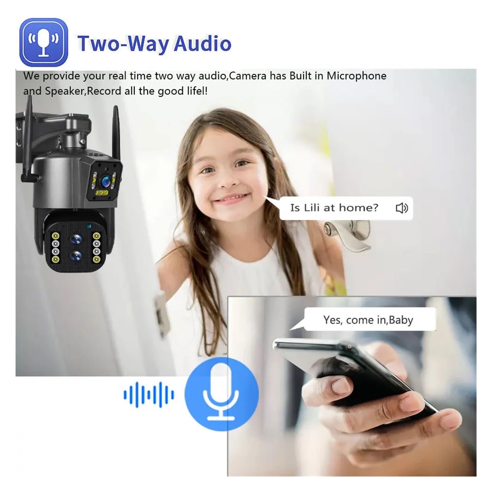 Telecamera esterna WiFi PTZ a triplo obiettivo da 12 MP 6K