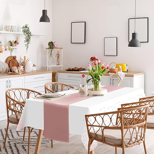 Miniatura 40 de Paquete de 12 manteles y caminos de mesa azules y dorados para decoración de fiesta, mantel desechable de plástico azul real y dorado y camino