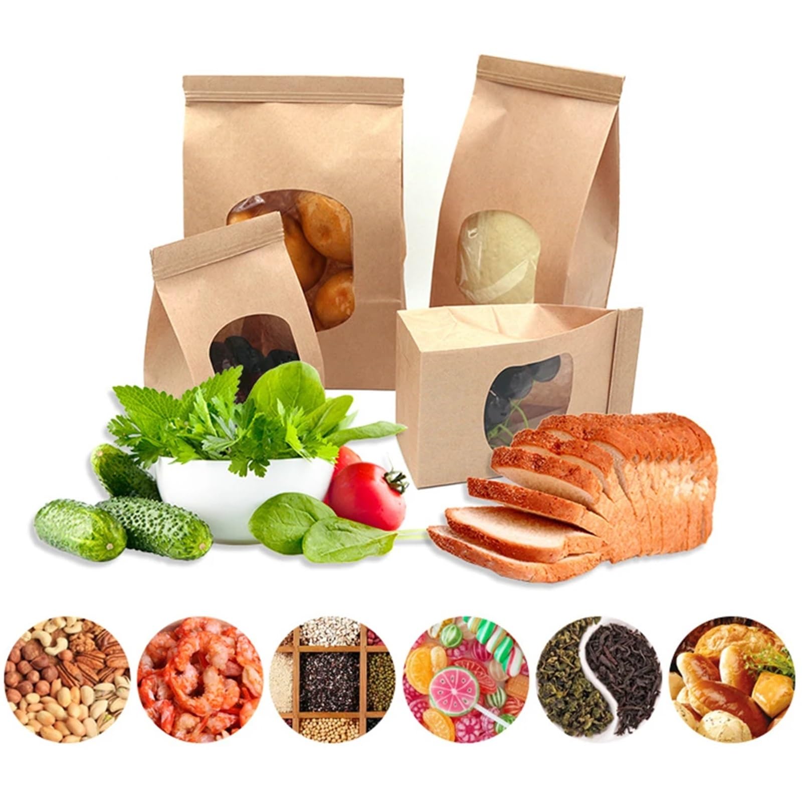 Lot de 100 sachets cadeaux en papier kraft for pâtisserie et biscuits(L)