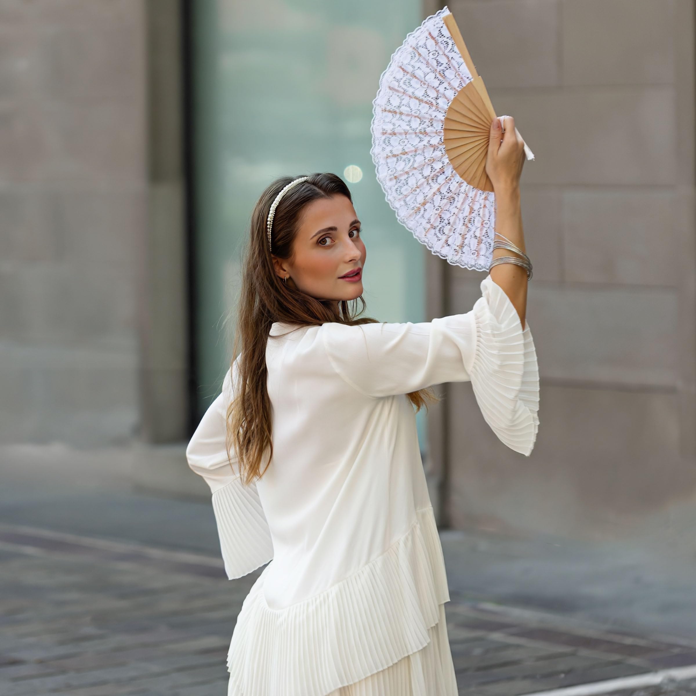 Ventaglio Con Stecche In Osso Decorato A Motivi Floreali. | Stadion - Foto 4