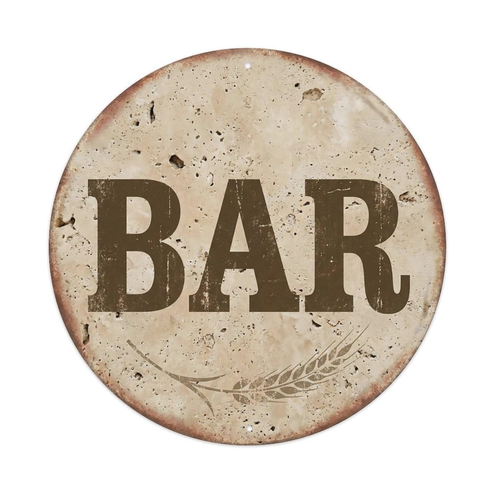Vintage Beer BAR Travertine Stone Retro for Pub Metal Tin Sign
