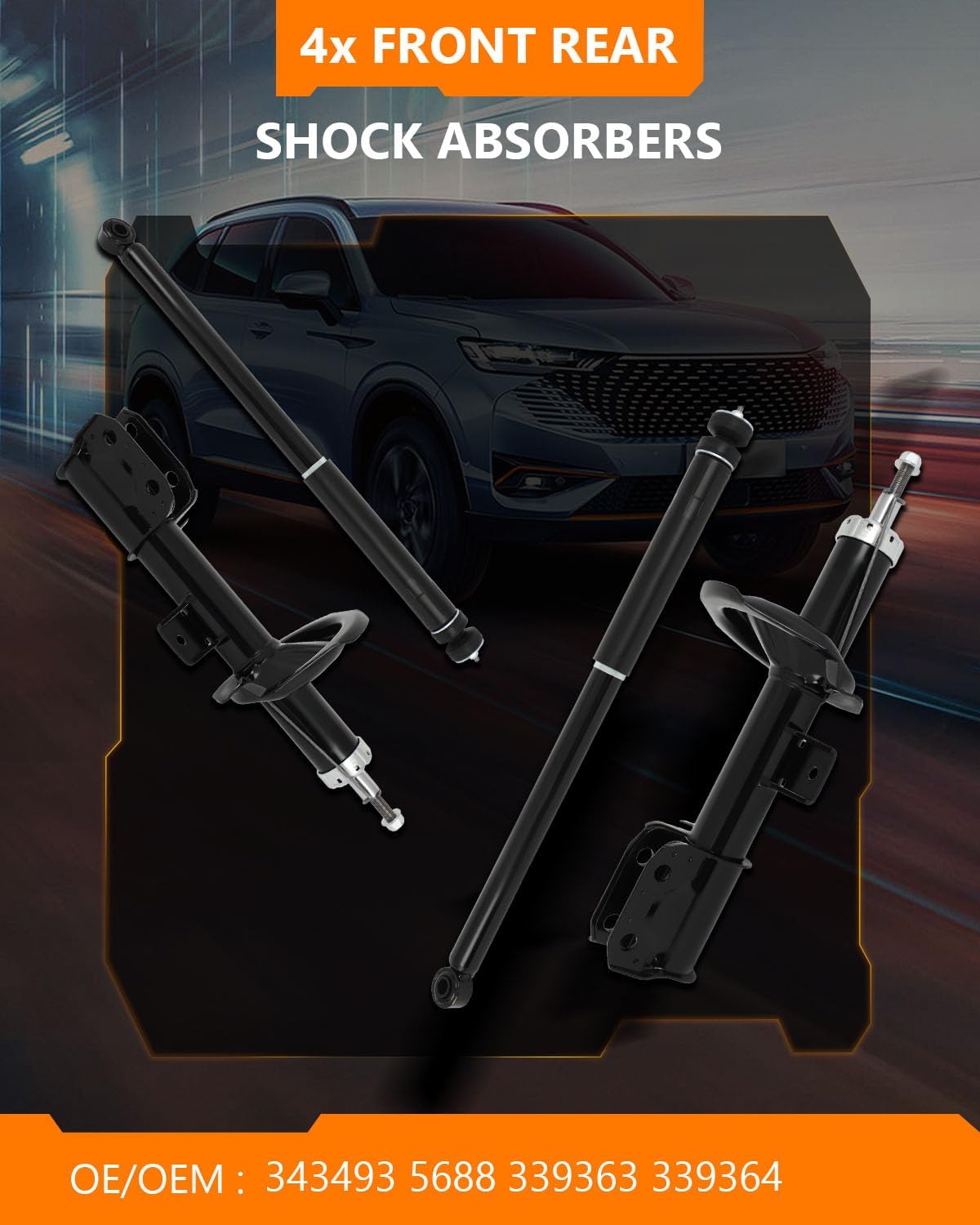 343493 339363 Front Rear Shocks Struts for Suzuki, OCPTY Shock Absorbers for Suzuki 2007 2008 2009 2010 2011 2012 2013 for Suzuki SX4 Amortiguadores 5688 339364 Auto Shocks Sets Pack of 4