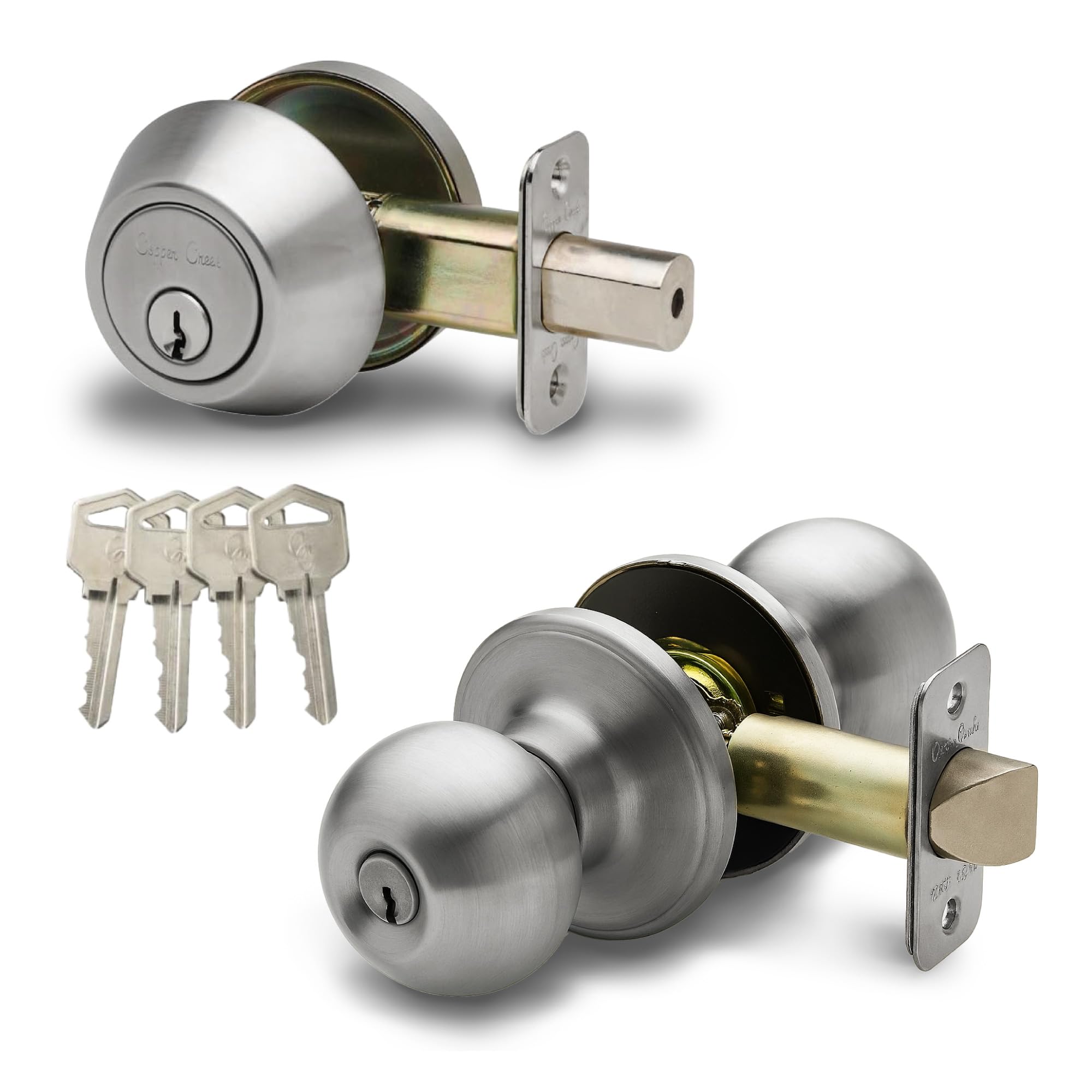 Copper Creek BKDB141SS Ball Door Knob Keyed Alike with Deadbolt