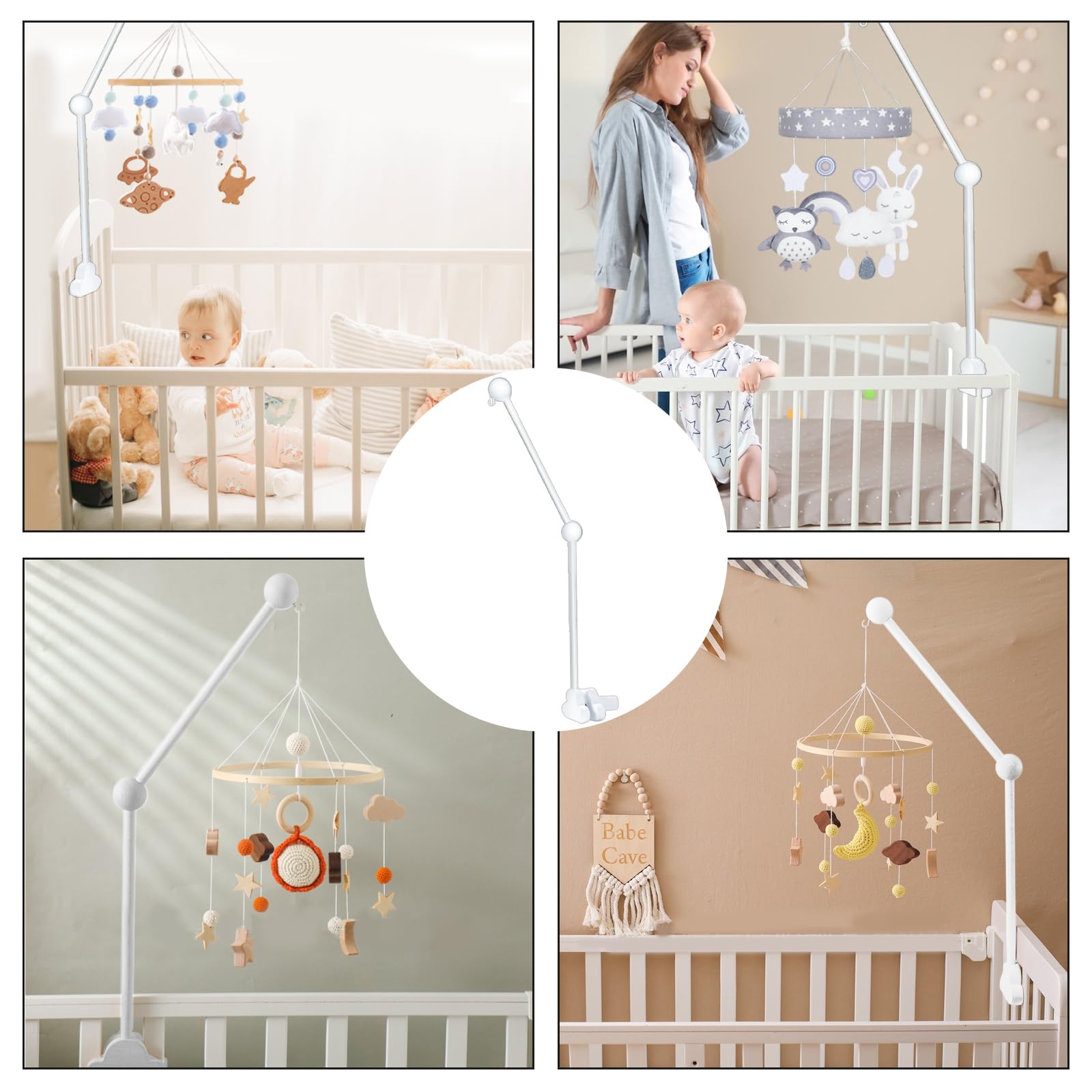 Support Mobile Bébé En Bois – Potence Robuste Pour Berceau, Mobile Musical Ou Carillons, Fixation Stable Et Sûre