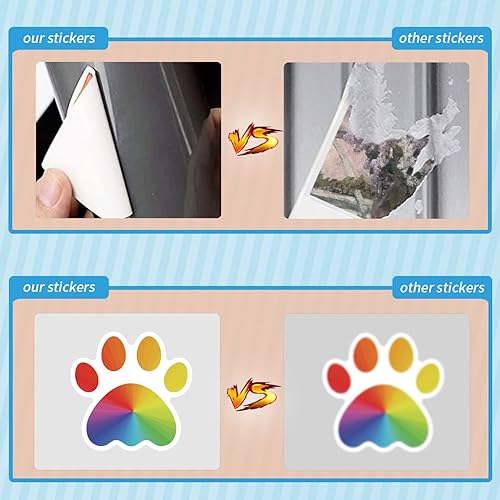 Miniatura 5 de Calcomanías con estampado de patas, paquete de 120 piezas de lindos animales de gato de dibujos animados | Cool Colorful Deacls Graffiti vinilo PVC