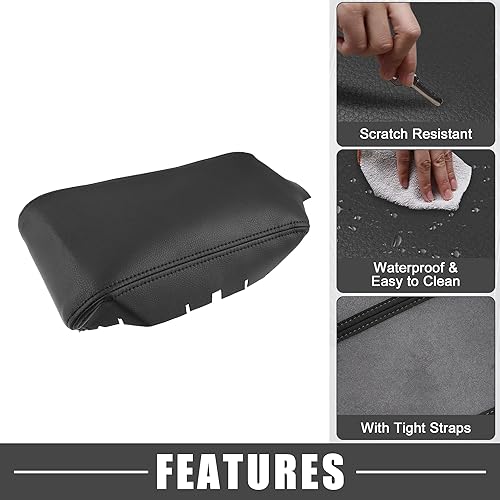 Miniatura 3 de A ABSOPRO Funda protectora para reposabrazos de piel sintética negra de repuesto para Honda Civic 2016-2021 (juego de 1)