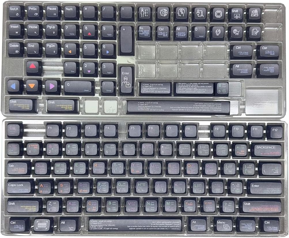 Programmer's XDA Profile Keycaps Heat Sublimated Black Finish PBT Keycap for Mechanical Boards Coding and Gaming