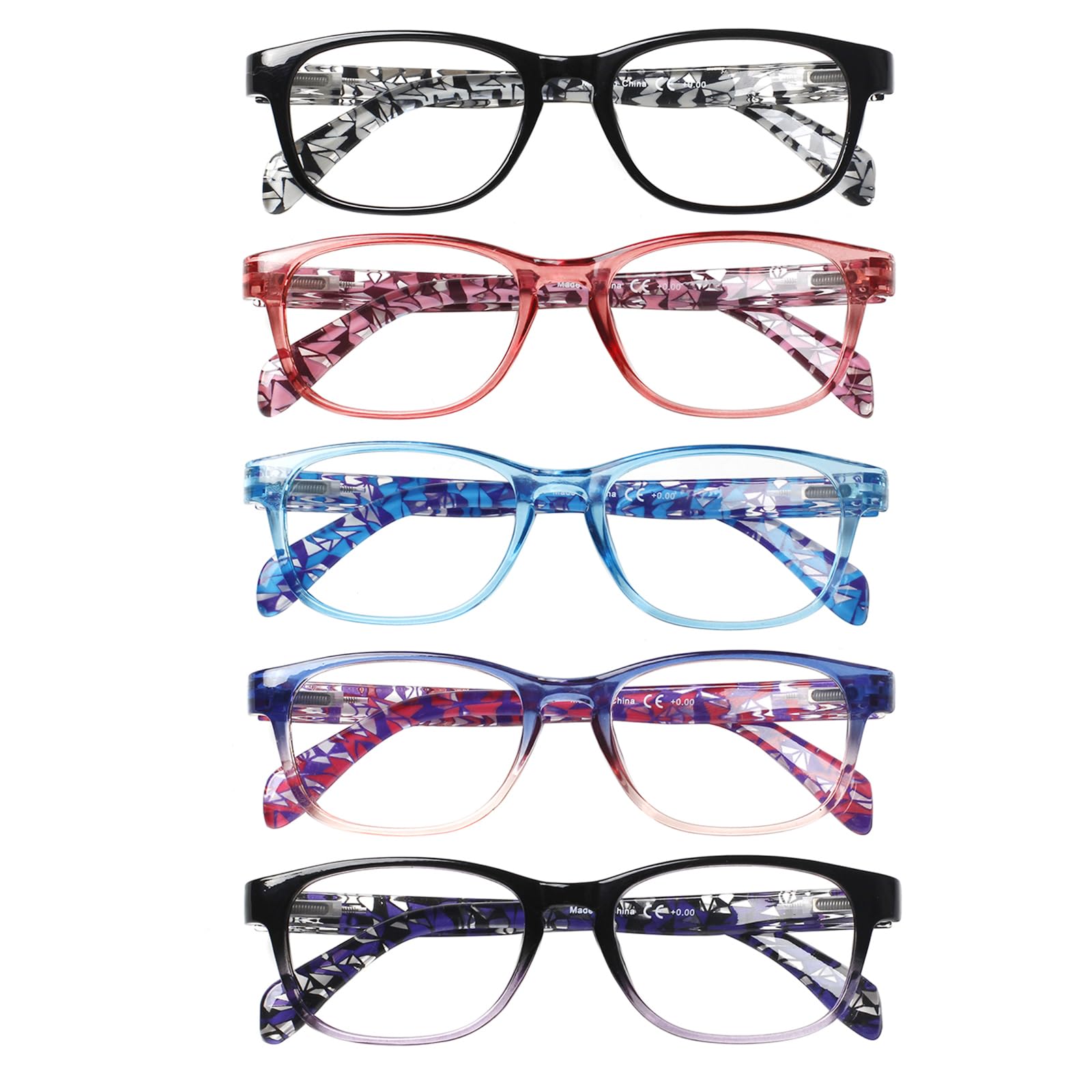 JOSCHOO 5 Pack Ladies Reading Glasses for Women Blue Light Blocking Spring Hinge Rectangular Womens Readers Eyeglasses