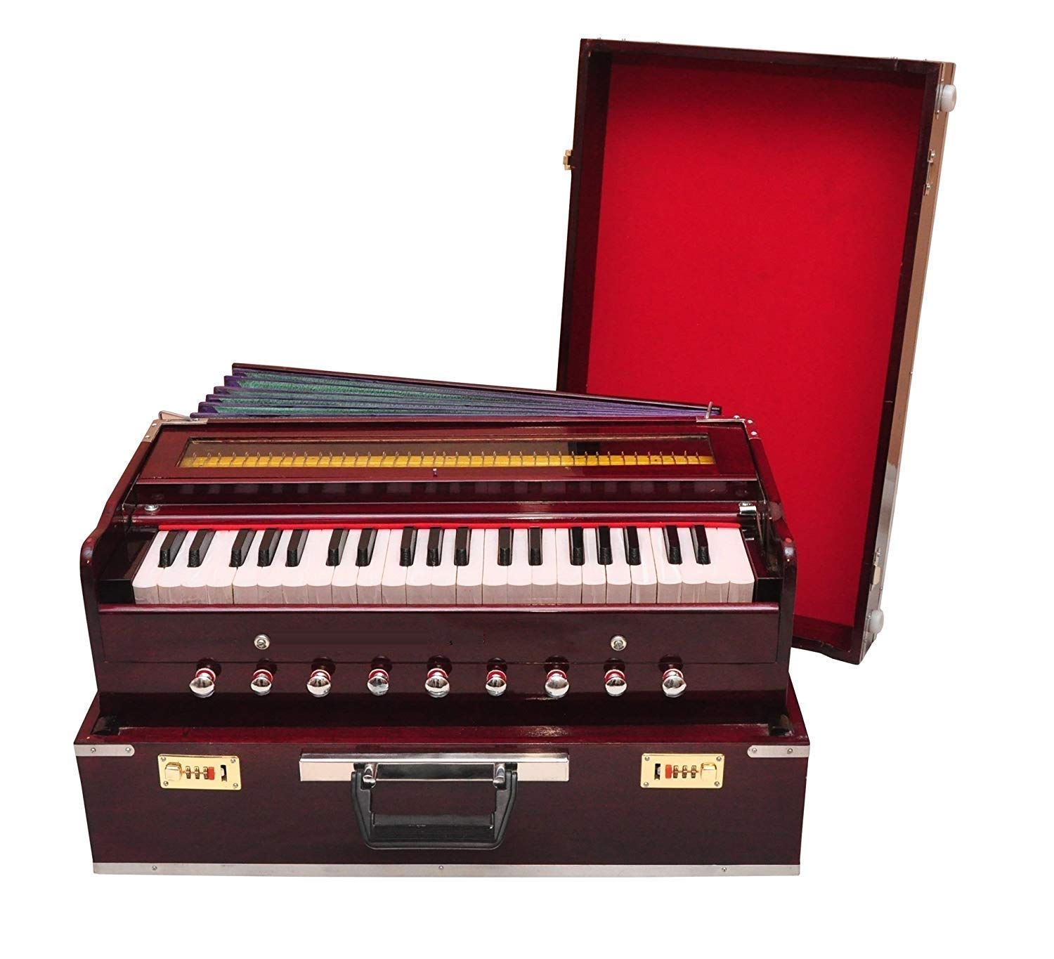 9 Stopper Folding, Chudidaar Bellow, 42 Key, 2 Reed Bass-Male, 3 1/2 Octave, Kapler, Harmonium with Cover (FOLDING)