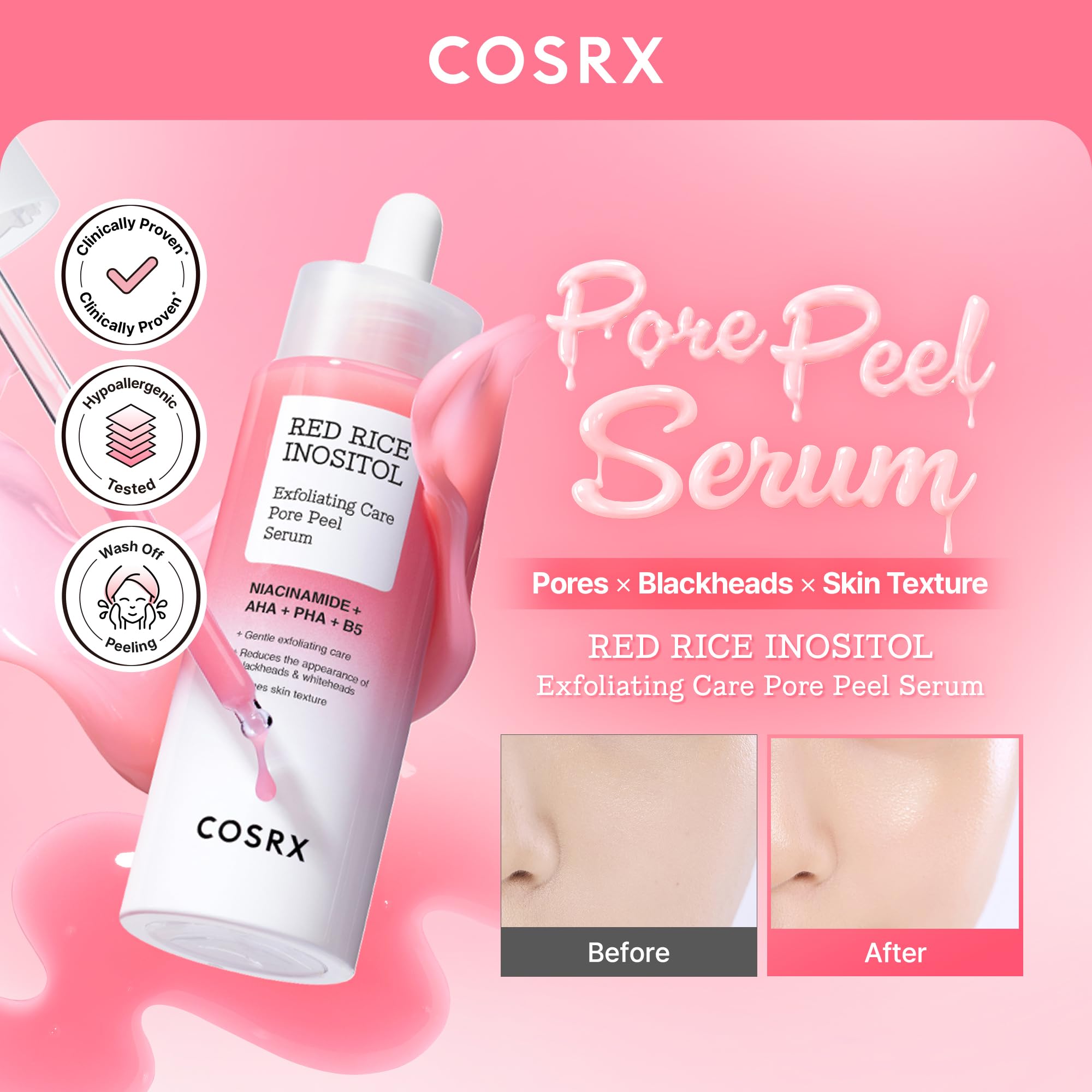 COSRX Red Rice Pore Peel Shot AHA BHA PHA Exfoliating Serum