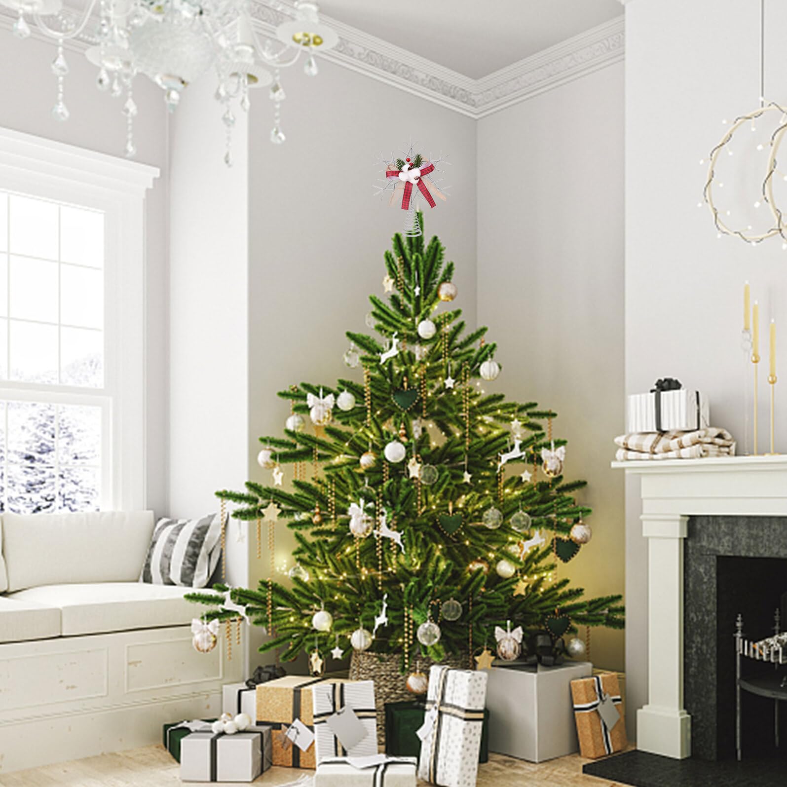 TOYANDONA Estrella Copa del Árbol de Navidad Adorno de Hierro Forjado para Decorar el Árbol Fiestas Navideñas Adorno Punta