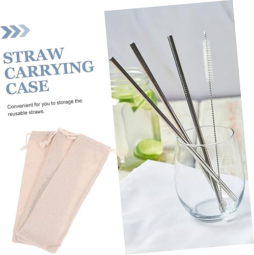 Miniatura 5 de Hemoton 20 estuches de transporte de paja, (longitud 9.8 pulgadas9.8 in), bolsa de viaje para pajitacubiertos y popotes de cepillo de limpieza,