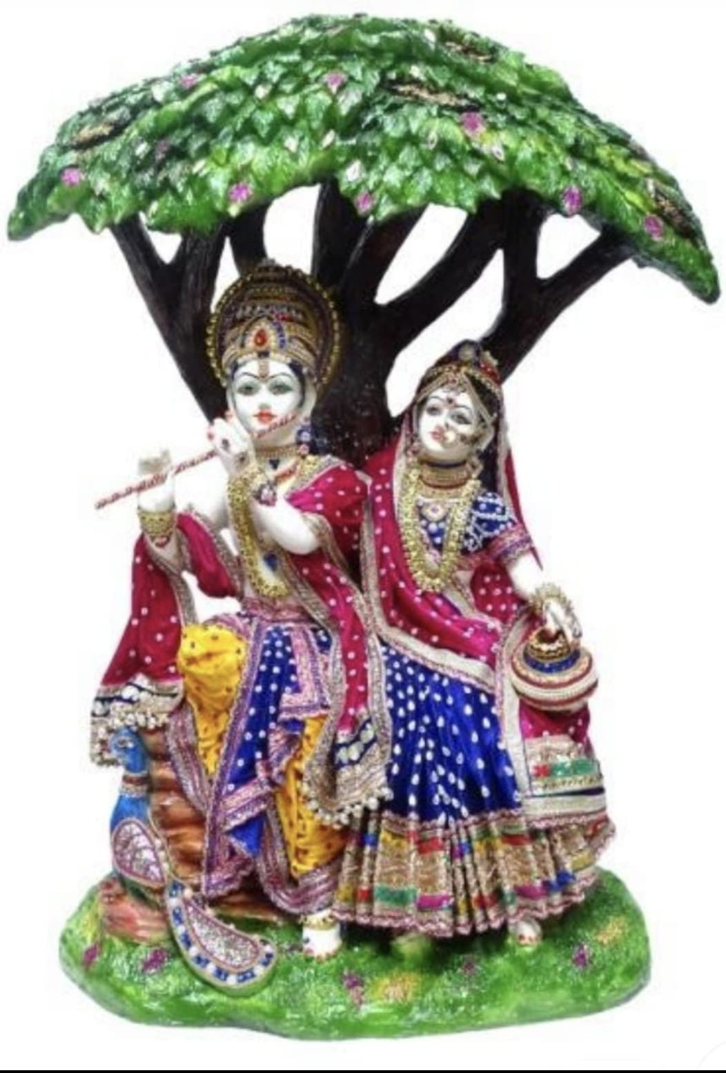 Crafting with Love a Beautiful Marble dust Colorful Radha Krishna Statue , Size : l x b x h - 25" x 13" x 29.5" Approx Enhance The Beauty of Your Home