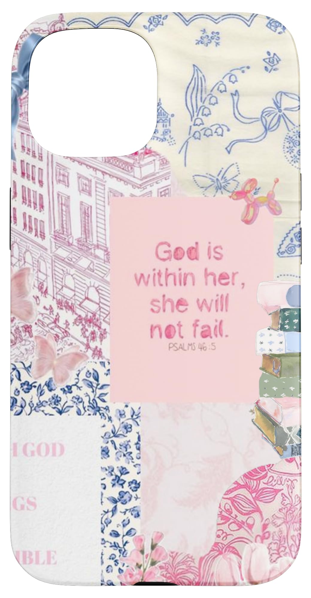 Patchwork Jesus God is Within Her Preppy Case for iPhone 15