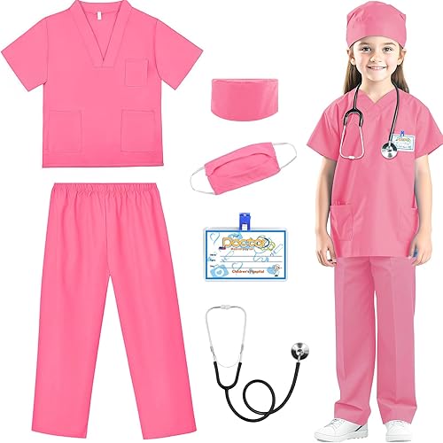 RioRand Disfraz de médico para niños, enfermeras con accesorios, disfraz de Navidad para niños y niñas de 3 a 11 años