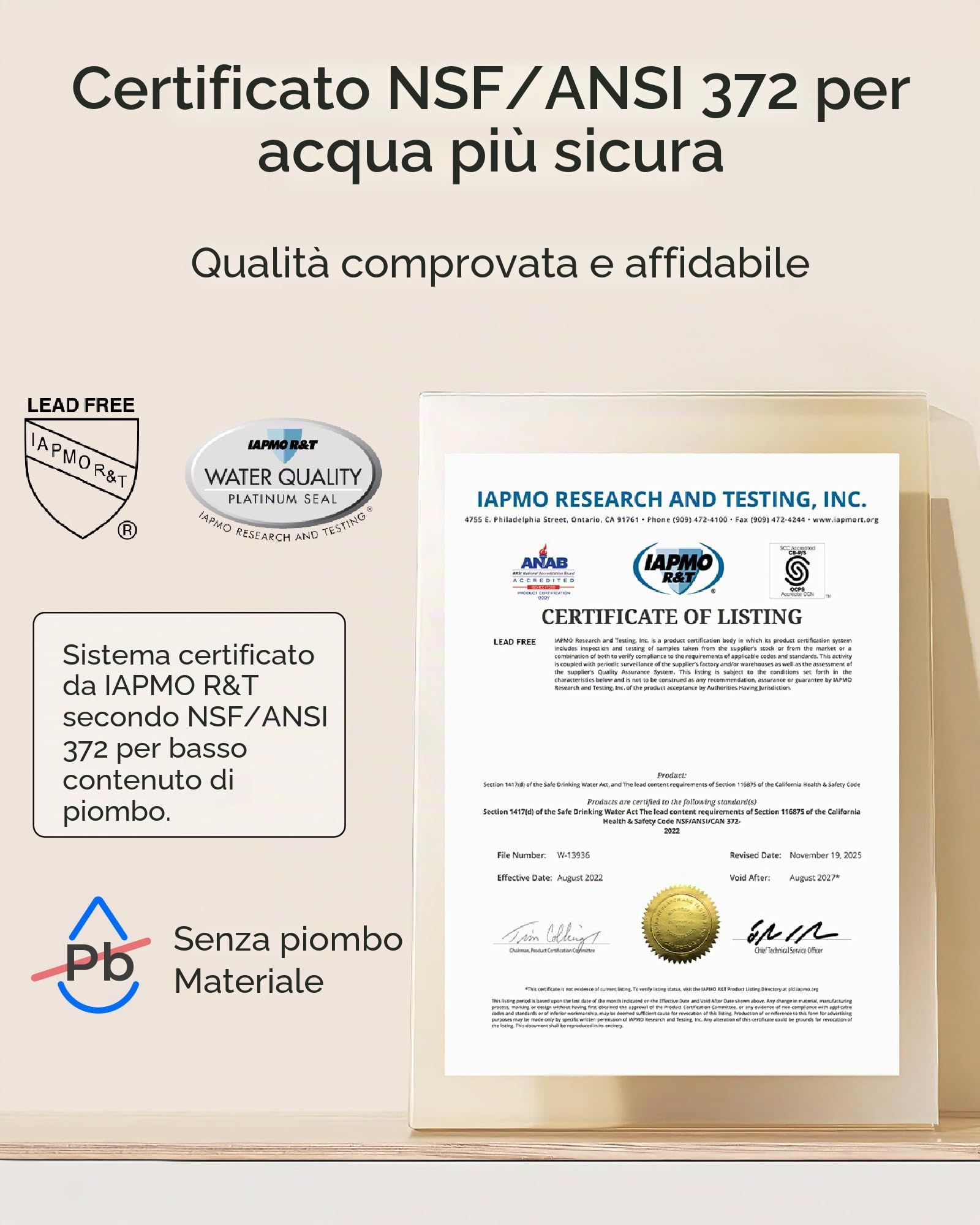 Waterdrop DLA Filtro Acqua Sotto Lavello, Senza Foratura, Riduce Cloro, PFAS, Sapore/Odore, Indicatore Durata Filtro, 2 Stadi, Facile Installazione
