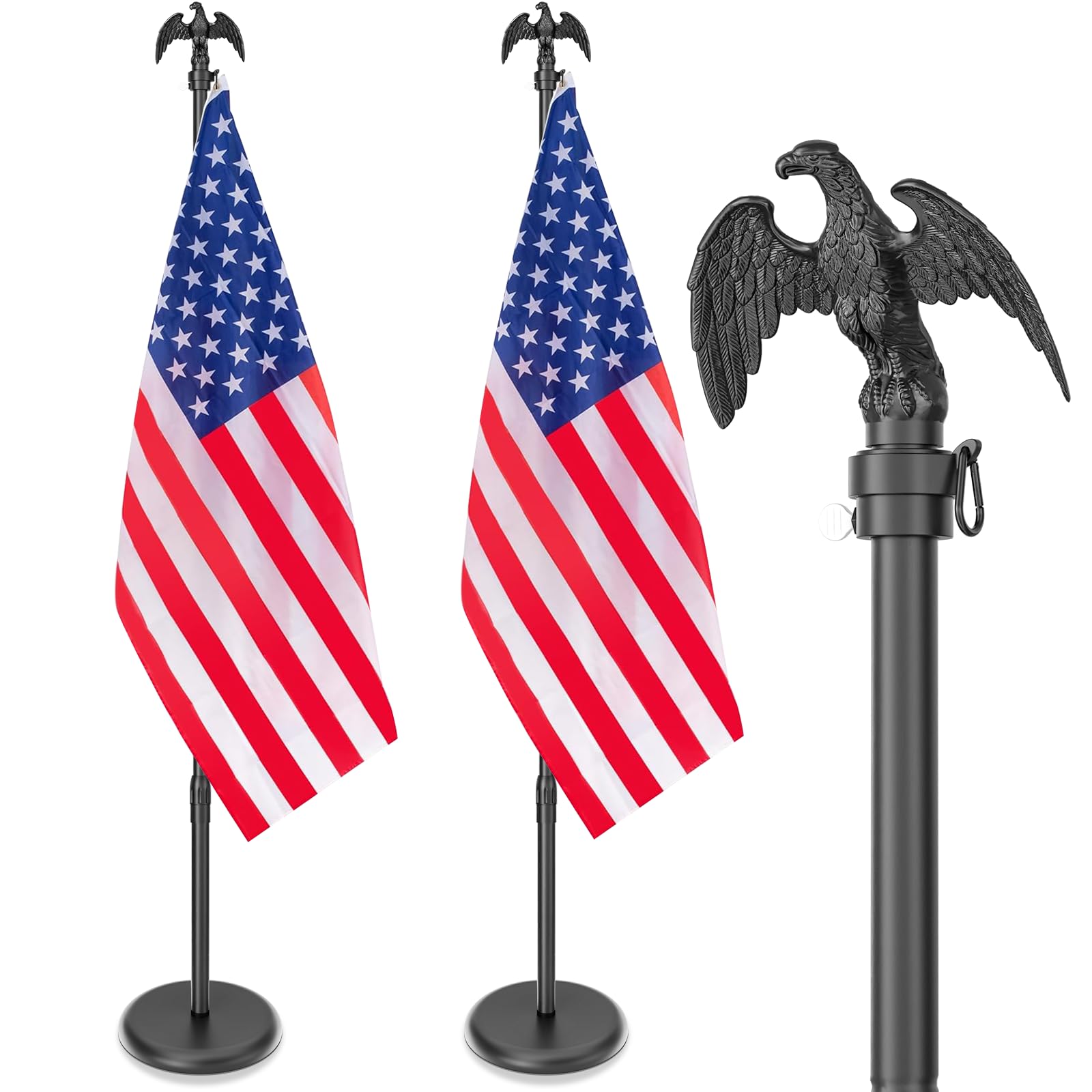 Photo 1 of 8 FT Indoor Flag Pole and Stand, Heavy Duty Indoor Flag Pole Kit with Weighted & Thickened Base, Eagle Topper, 3x5 FT American Flag, Adjustable Presidential Indoor Flagpole for Office School City Hall