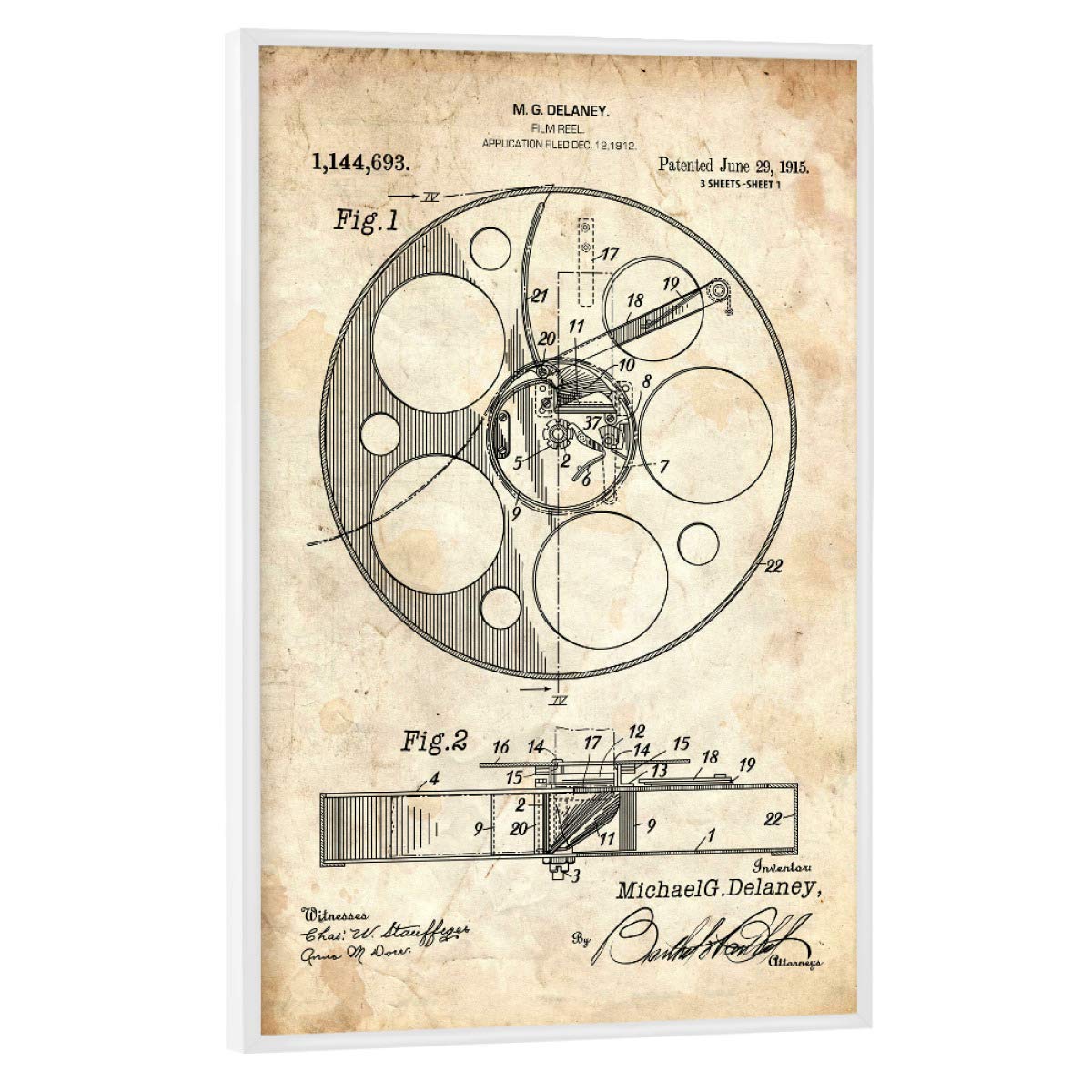 artboxONE Poster mit weißem Rahmen 60x40 cm Film Filmrolle Patent (Antik) - Bild filmrolle Film filmprojektor
