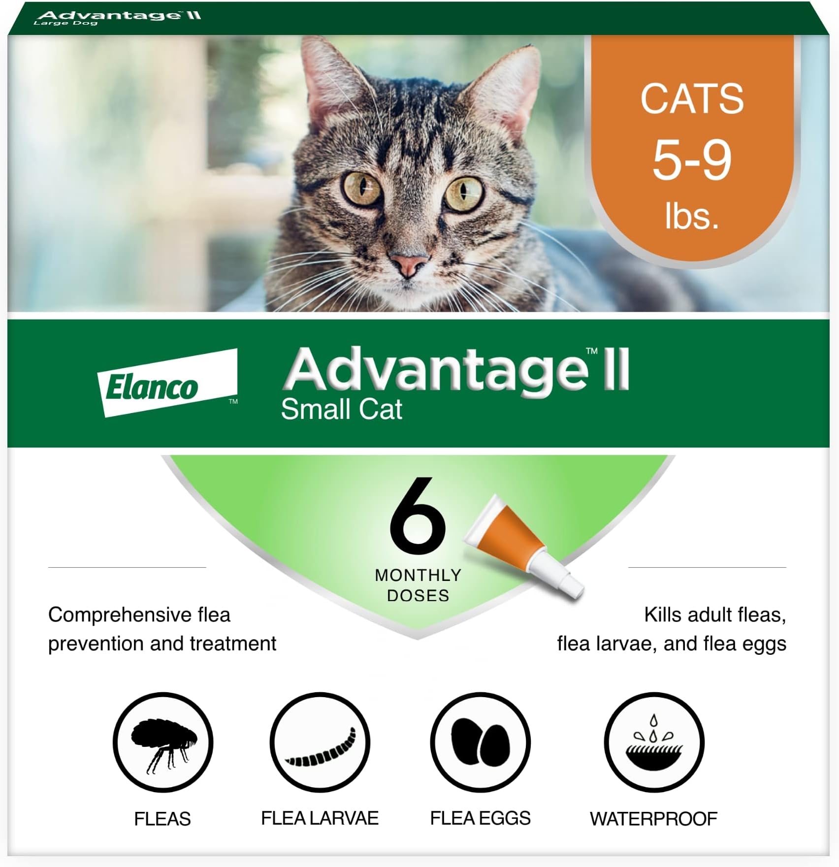 II Small Cat Vet-Recommended Flea Treatment & Prevention | Cats 5-9 lbs. | 6-Month Supply