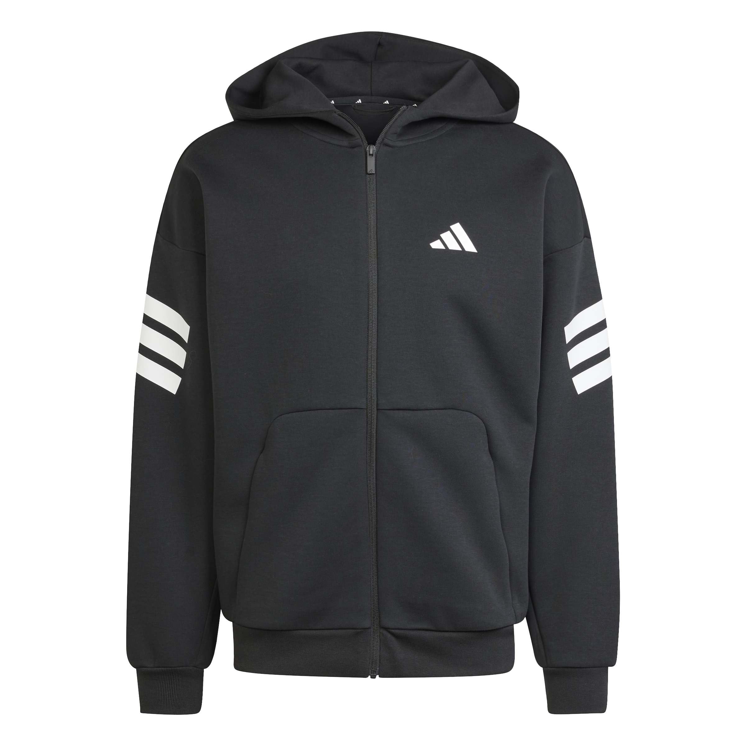 adidas Men's FUTURE ICONS THREE STRIPES FULL-ZIP HOODIE, black, XL