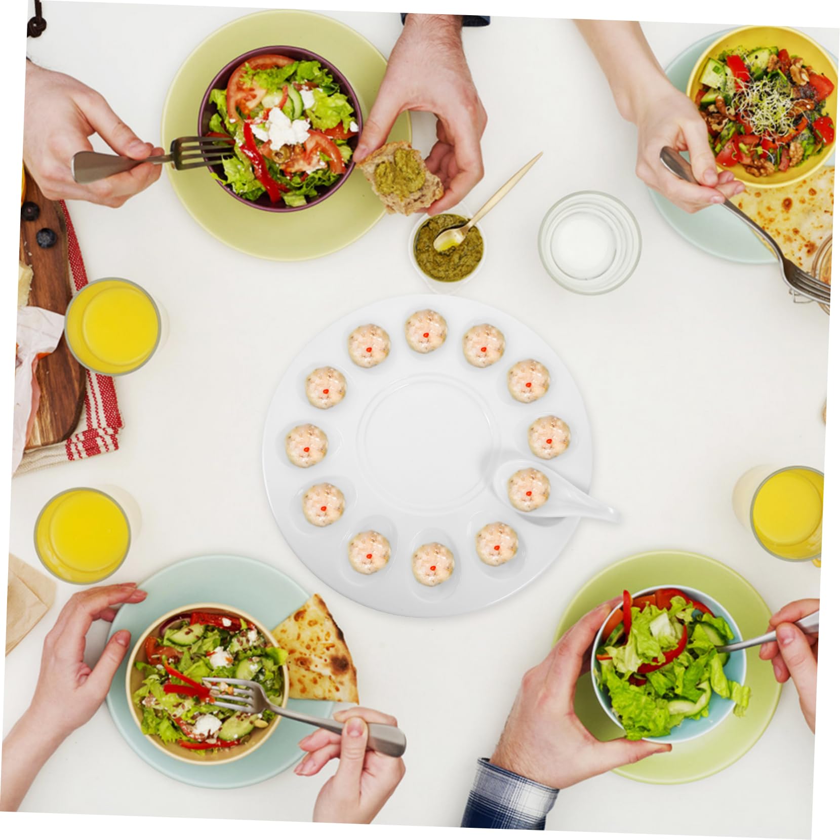 HOLIDYOYO Shrimp Slider Tray Serving Tray Lid Egg Plate Storage Shrimp Paste Dish Spoons No Scratch