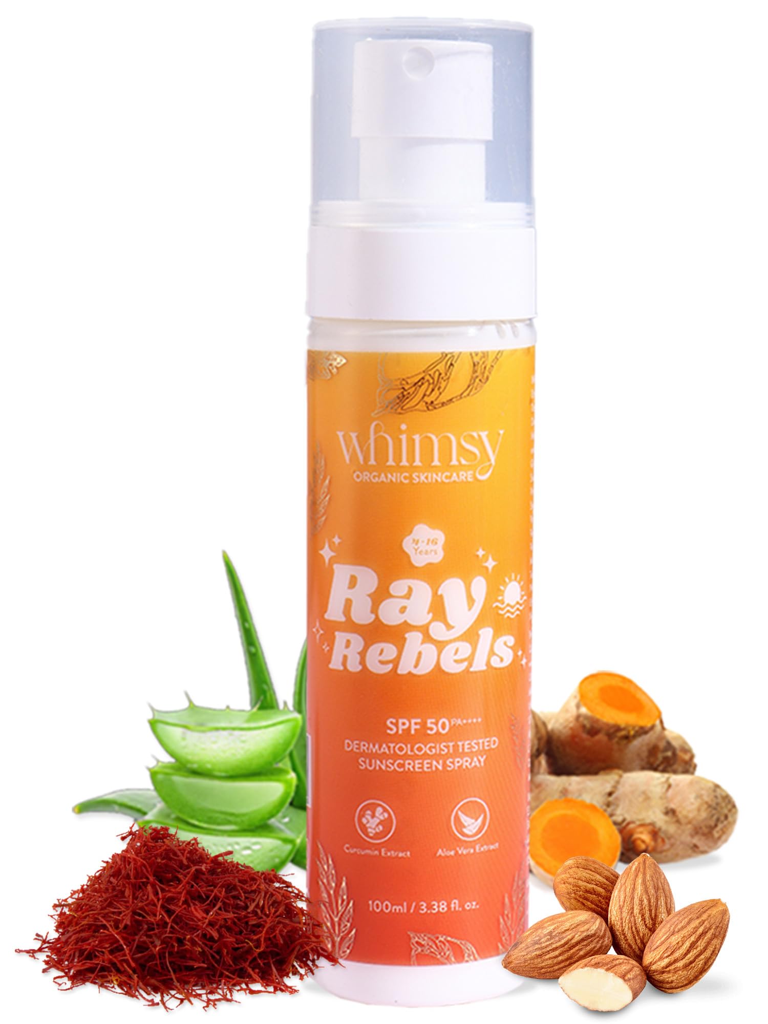 Whimsy Beauty Sunscreen Spray SPF 50 for Kids, Preteens & Girls | Broad Spectrum Sun Protection with Vitamin E & Natural Oils | 4 to 16 Years | Organic Formula | Sulfate & Paraben Free | Dermatologist Tested | 100 ml (Ray Rebels)-image-10