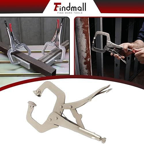 Miniatura 7 de findmall 6 abrazaderas C de bloqueo de 11 pulgadas con almohadillas giratorias, mesa de alicates de bloqueo tipo C de alta resistencia y agarre de
