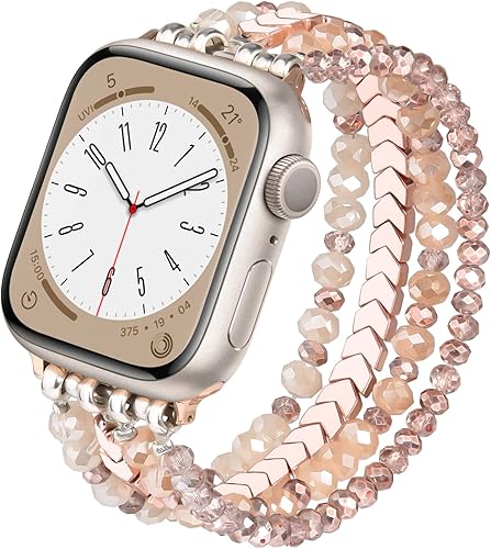 Miniatura 1 de MOFREE - Pulsera de cuentas compatible con Apple Watch Band de 38, 40, 41 mm Series SE7, 6,5,4,3,2,1 correa elástica hecha a mano para iWatch Band