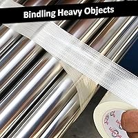 Vista 3 de Cinta de fibra de vidrio reforzada transparente de 2 pulgadas x 30 yardas, cinta de fleje de filamento de 5.5 mil, adhesivo resistente