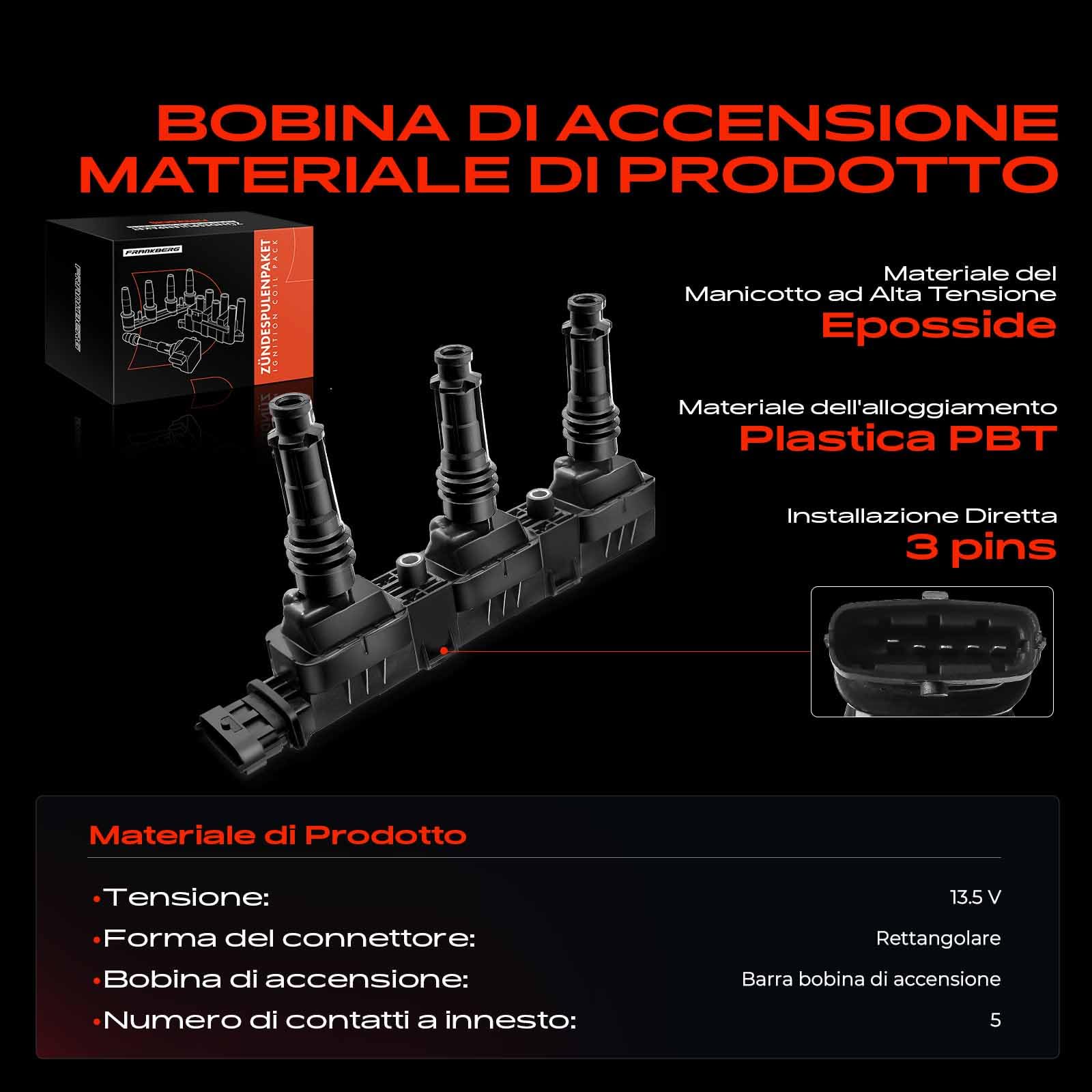 Frankberg Bobina di accensione del modulo di accensione 1208306 | Compatibile con: Agila (A) H00, Corsa B S93, Corsa C X01, Corsa MK IB, Agila MK I H00, Corsa MK II (C) X01