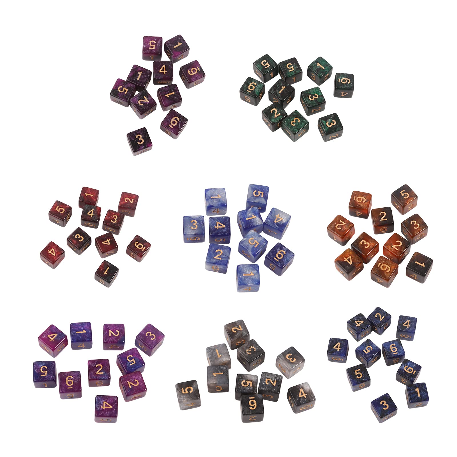 Jdstty – Lot De 10 Dés Numériques Acrylique – 15 Mm, Coins Carrés – Bicolore Ciel Étoilé – Jeux De Table Et Mathématiques