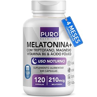 Puro Nutrition Melatonina 210 mcg com Triptofano e Magnésio — 120 cáps